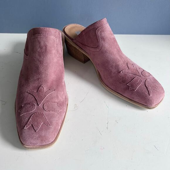 Silent D Anthropologie shoes mules size 9 pink western floral patchwork coastal - Picture 8 of 13